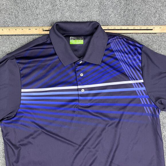 PGA Tour Pro Series Polo Mens XXL Purple Blue Striped Athletic Fit Golf Shirt - Picture 1 of 7